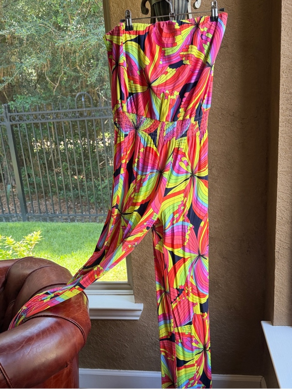 Trina Turk Strapless Multicolor Neon Floral Jumpsuit